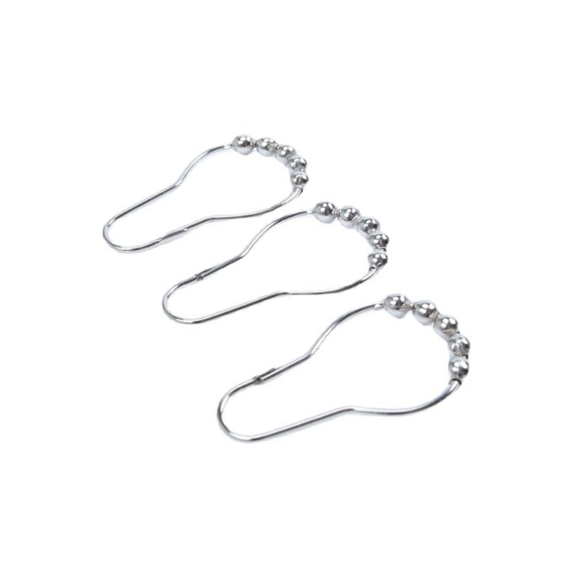 12pcs Rusts Resistant Stainless Steel Bath Curtain Hooks Rustproof 5 Beaded Shower Rod Hook Bathroom Accessories