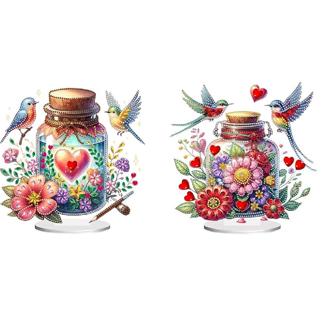 BAYUNOE DIY Diamond Art Painting Desktop Ornament Easter Handmade Double-Sided Pattern Diamond Art Decorated Tabletop Ornaments Single Sided Diamond