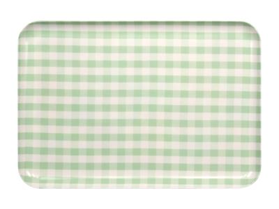Tatsucraft NR Tray, Large, 39cm, Standard Collection, Milky Check Green, with Non-Slip Surface, Microwave-Safe, Stylish Kitchen Tray, Plastic,