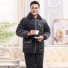 YUZHAOLIN Men's Winter Thickened Three-Layer Quilted Coral Fleece Pajama Set