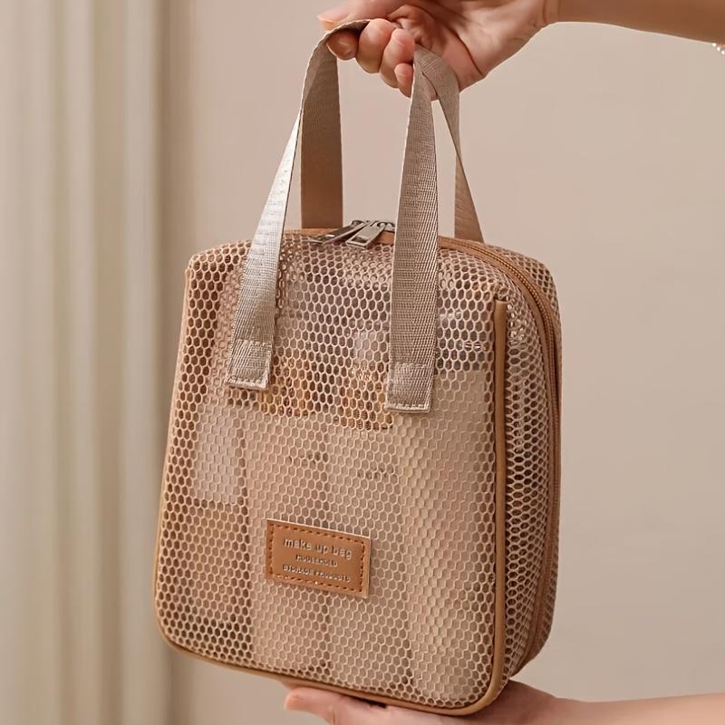 [Lightweight Travel] Chic White Mesh Cosmetic Bag | Breathable, Lightweight | Travel Organizer for Women