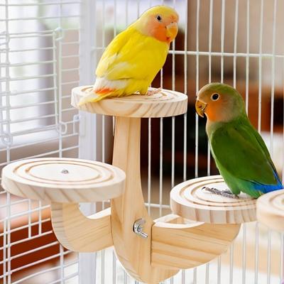 Bite Resistant Wooden Bird Perch Stand Parrots Ladder Bird Training Stand  Parrot Cage