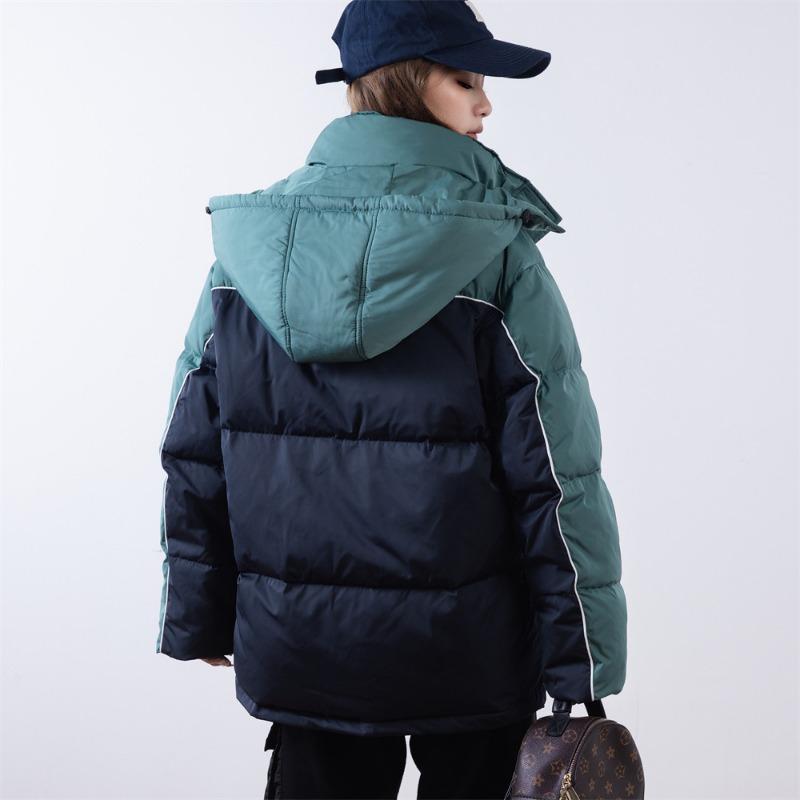 Feather New White Duck Down Hooded Thickened Winter New Splicing Design Jacket Down Jacket Women
