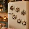 Holiday Refrigerator Magnets 6Pcs DIY Faux Pearl Painting Fridge Magnet, Santa Snowman Stocking Tree Christmas Gingerbread Snowflake Handmade