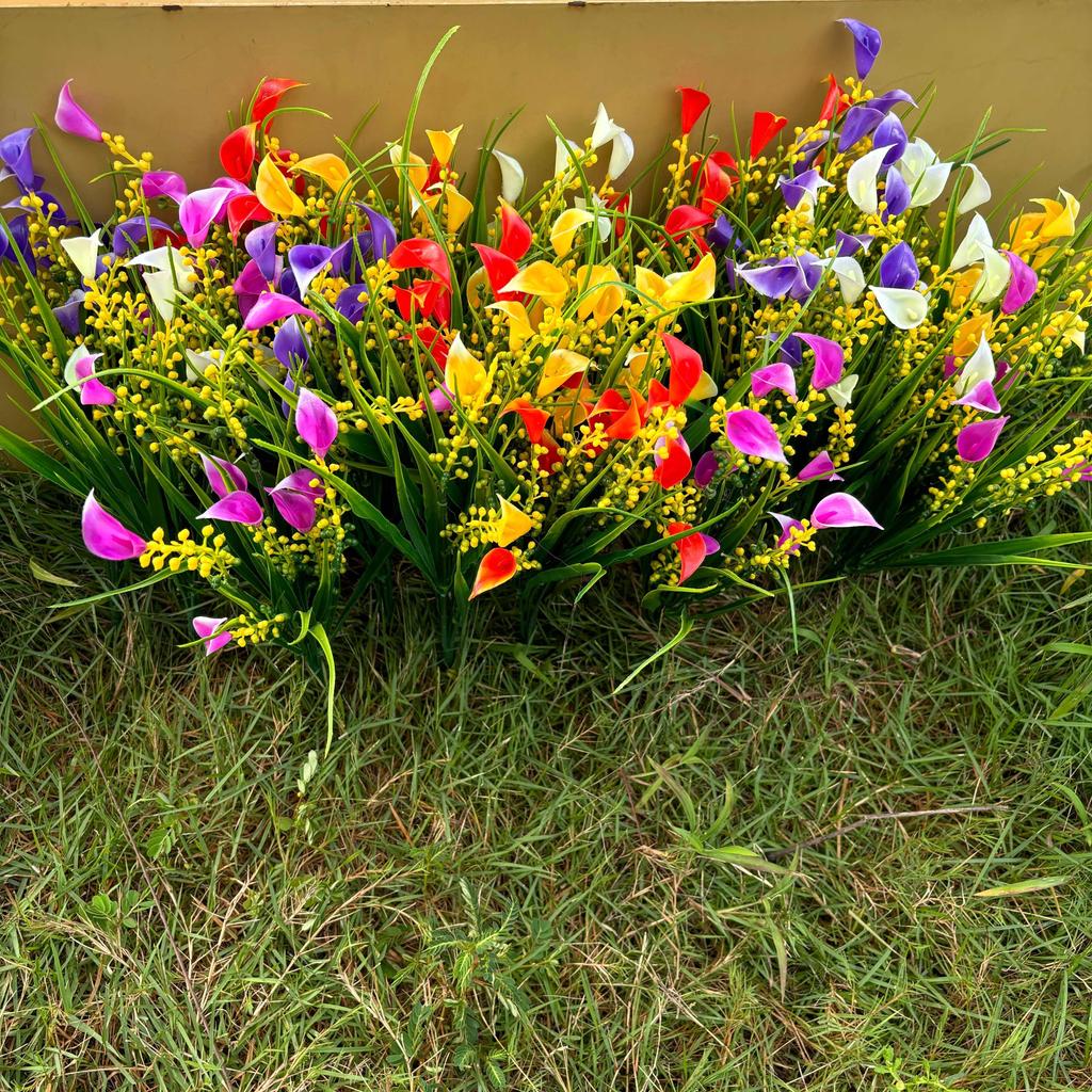 Flores Artificiales para Plantas Falsas de Exterior - Arbustos de Plástico Resistentes a los Rayos UV que No se Desvanecen - Decoración de Hogar de Primavera, Jardín Rústico, Vegetación de Exterior outd