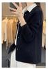 Women's Pure Wool Knit Cardigan Sweater: Loose, Round Neck, Hollow-Out Design