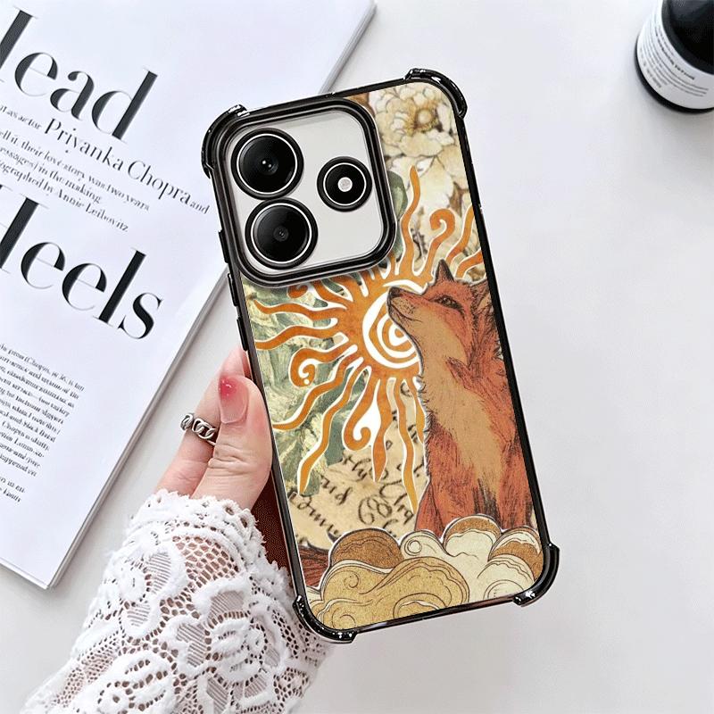 Cartoon Fox Animal Plating Phone Case For Xiaomi Redmi Note 14 15 Pro Plus 13 12 11 11S 11T 10 9S 9 5G Anti-Fall Airabag Cover