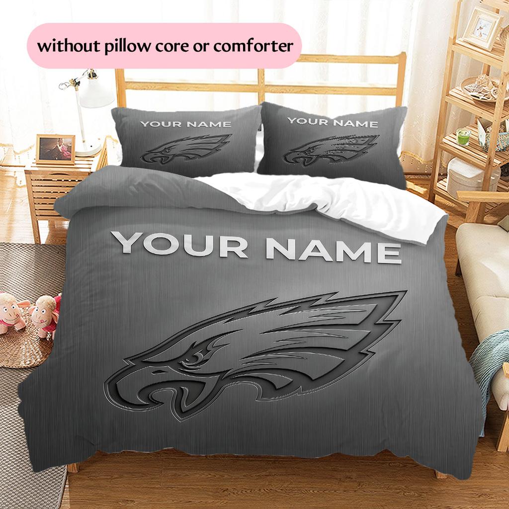 Custom Name,Philadelphia Eagles Pattern Bedding Home Decoration Birthday Gift ( 1 Duvet Cover + 2 Pillowcase, Without Core),fan Merchandise.