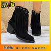 Superior Tassel Design Martin Boots Women's French Pointed Comfortable Coarse Heel Women's Short Boots 2025 New
