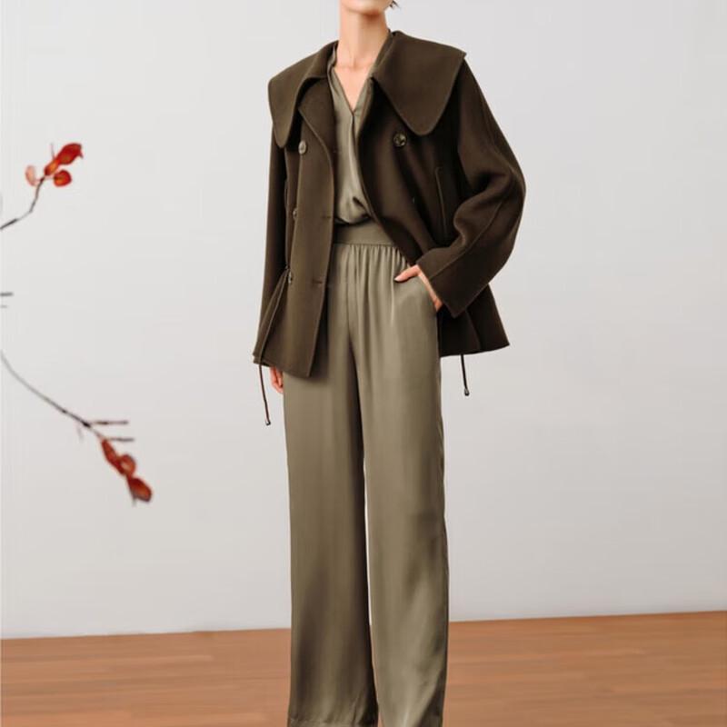 JIUZI AnnaCoco Women's Big Lapel Lamb Wool Coat