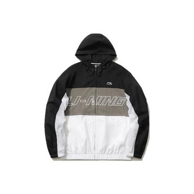 Li Ning Sports Fashion Series Loose Hooded Sports Jacket Men Jacket Black Color-Block AFDR189-2