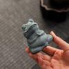 Green Sandstone Meditation Frog Ornament Sitting Frog Figurine Statue Animal Sculpture Indoor Outdoor Aquarium Water Garden Decoration