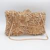 WHTUOHENG-Bolsos de Mano de Noche Florales para Mujer Bolsos de Metal Duro con Cristales Bolso de Mano con Diamantes Bolso de Mano para Fiesta Damas Champagne Plateado