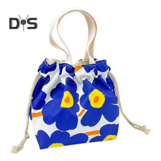 

Сумка для обіду із застібкою на шнурку. Товста зносостійка герметична ізольована м’яка сумка-органайзер для обіду. Універсальна сумка-тоут синій