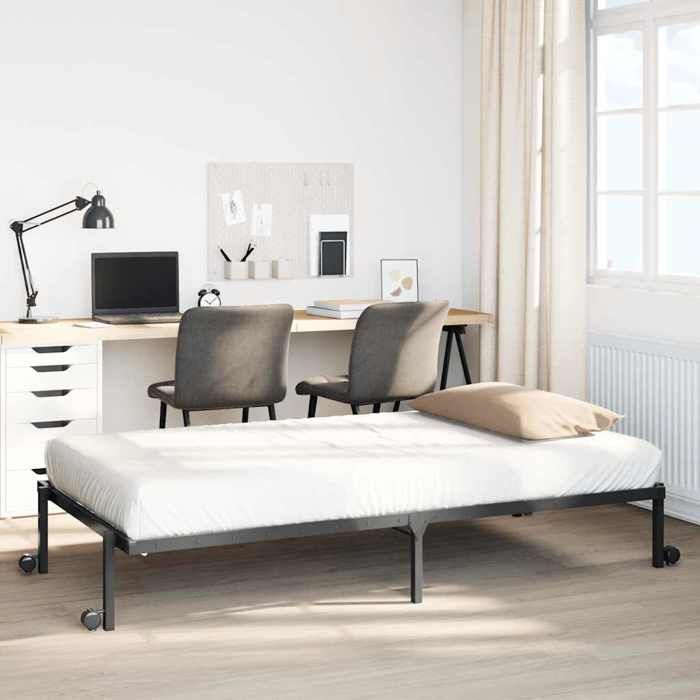 VidaXL Cadre de lit sans matelas pliable noir 80x200 cm acier, cadre de lit en métal, cadre de lit pliable, sommier, cadre 4103958