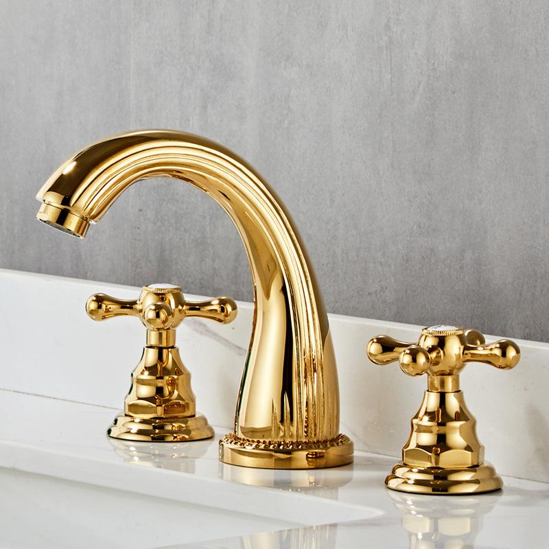 Antique Brass Basin Faucets Classic Bathroom Sink Faucet Double Cross Handle 3 Holes Bathbasin Counter Gold Mixers Taps Black