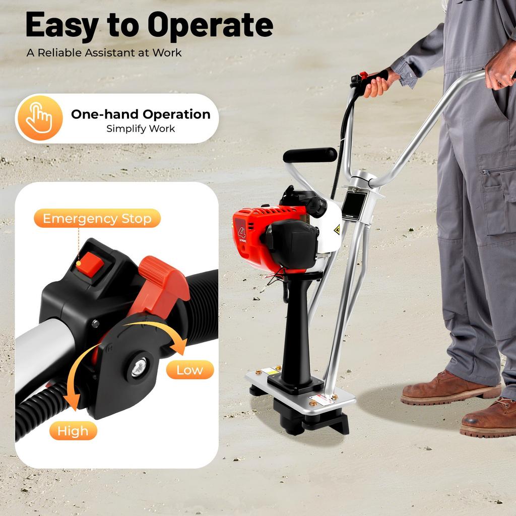 Gas Concrete Screed Power Unit Concrete Leveling Portable Type 900W Power 260kg Force Adjustable Handle Stainless Steel Frame