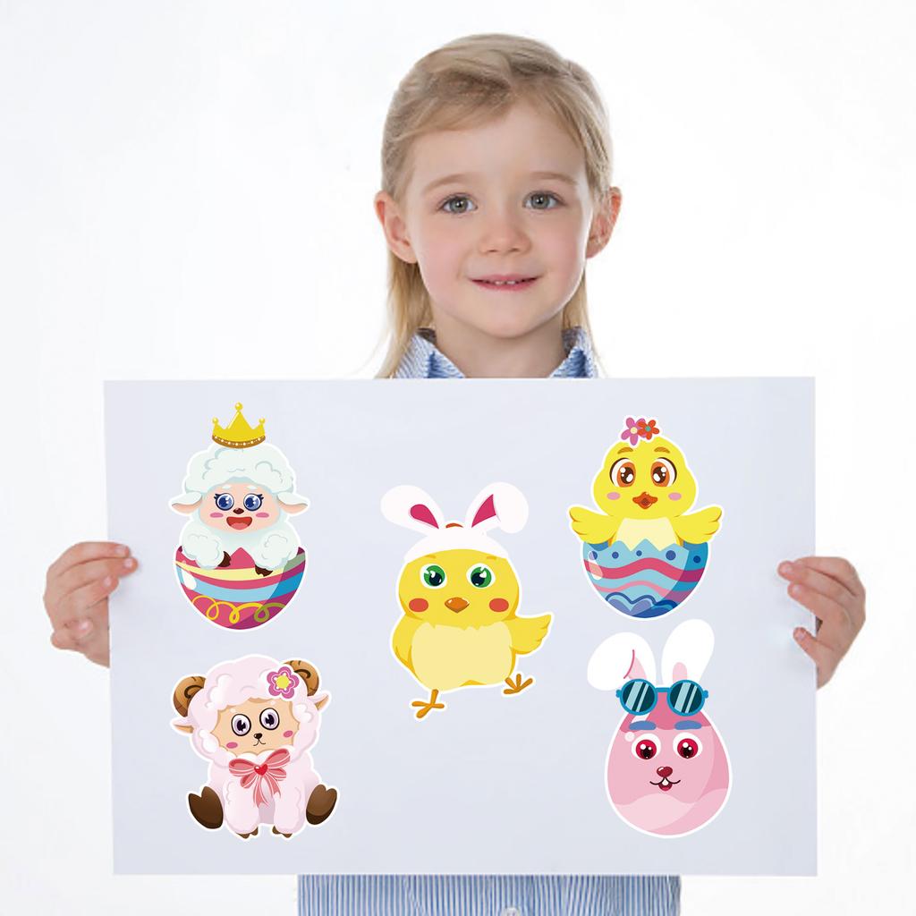 8 Easter Egg Face Change Set Stickers Cartoon Cute Children's Baby Puzzle Diy Early Education Puzzle Stickers