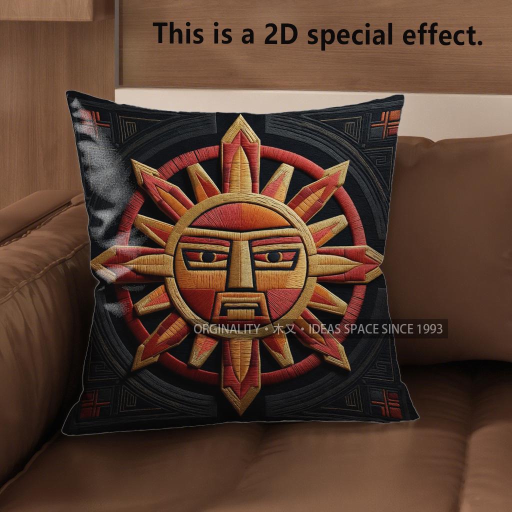 

2D Aztec Sun God Print Throw Pillow Covers Pattern Cushion Cover Suitable For Sofa Bedroom Car Pillow Cover 40x40cm