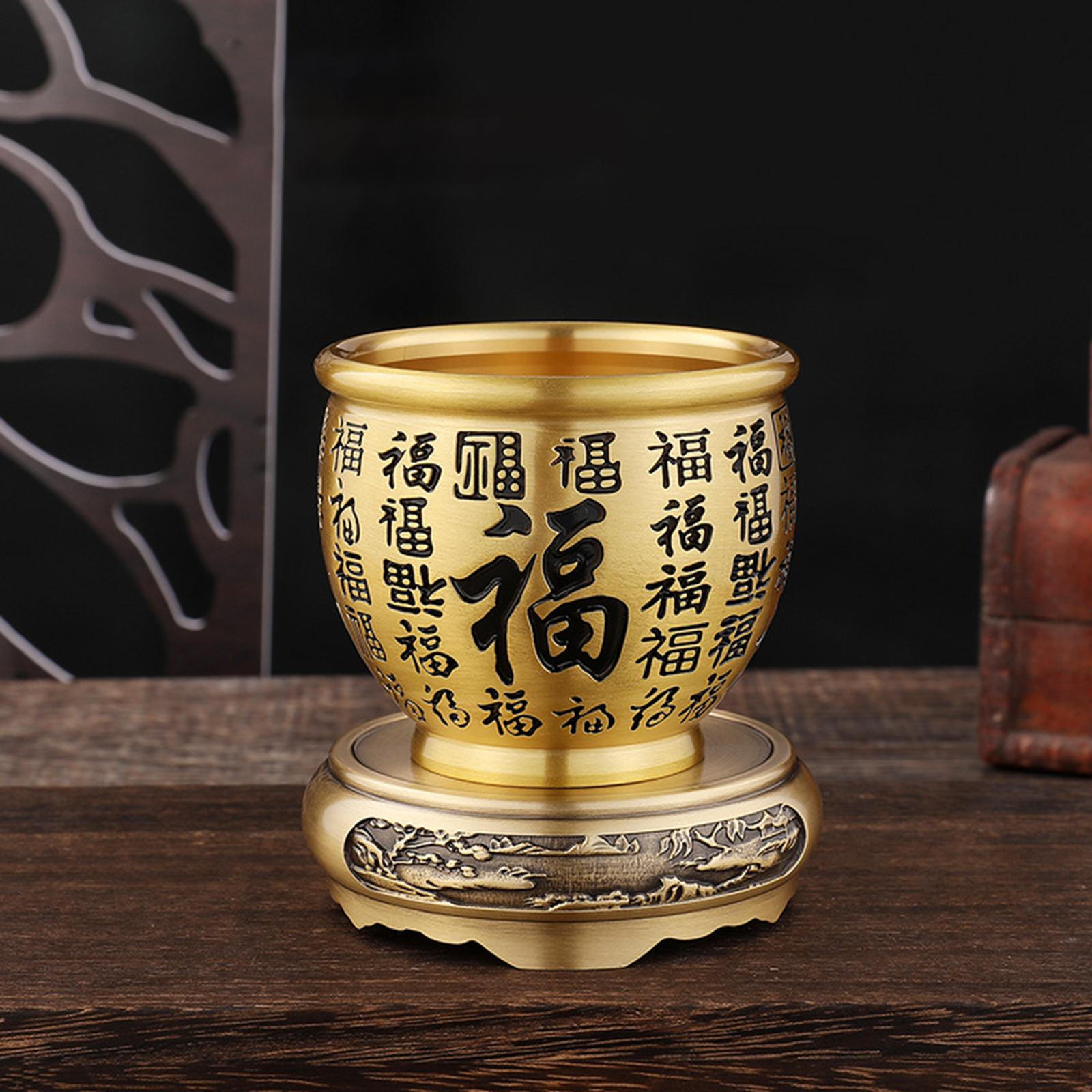 

Brass Feng Shui Bowl Cornucopia Wealth Table Centerpiece Lucky Luck Treasure L