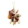 Santa Claus Dog Christmas Ornaments Funny Santa Claus Riding Puppy Ornaments 2D