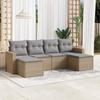 Vidaxl 6-Cz. Garden Furniture Set With Cushions, Beige, Poly Rattan
