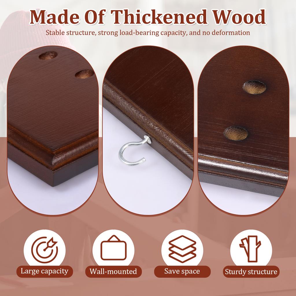 Wall Mounted Darts Stand Wooden Darts Holder Set with Metal Hook 12 Slot Large Capacity Dart Storage Stand Display Rack for Play