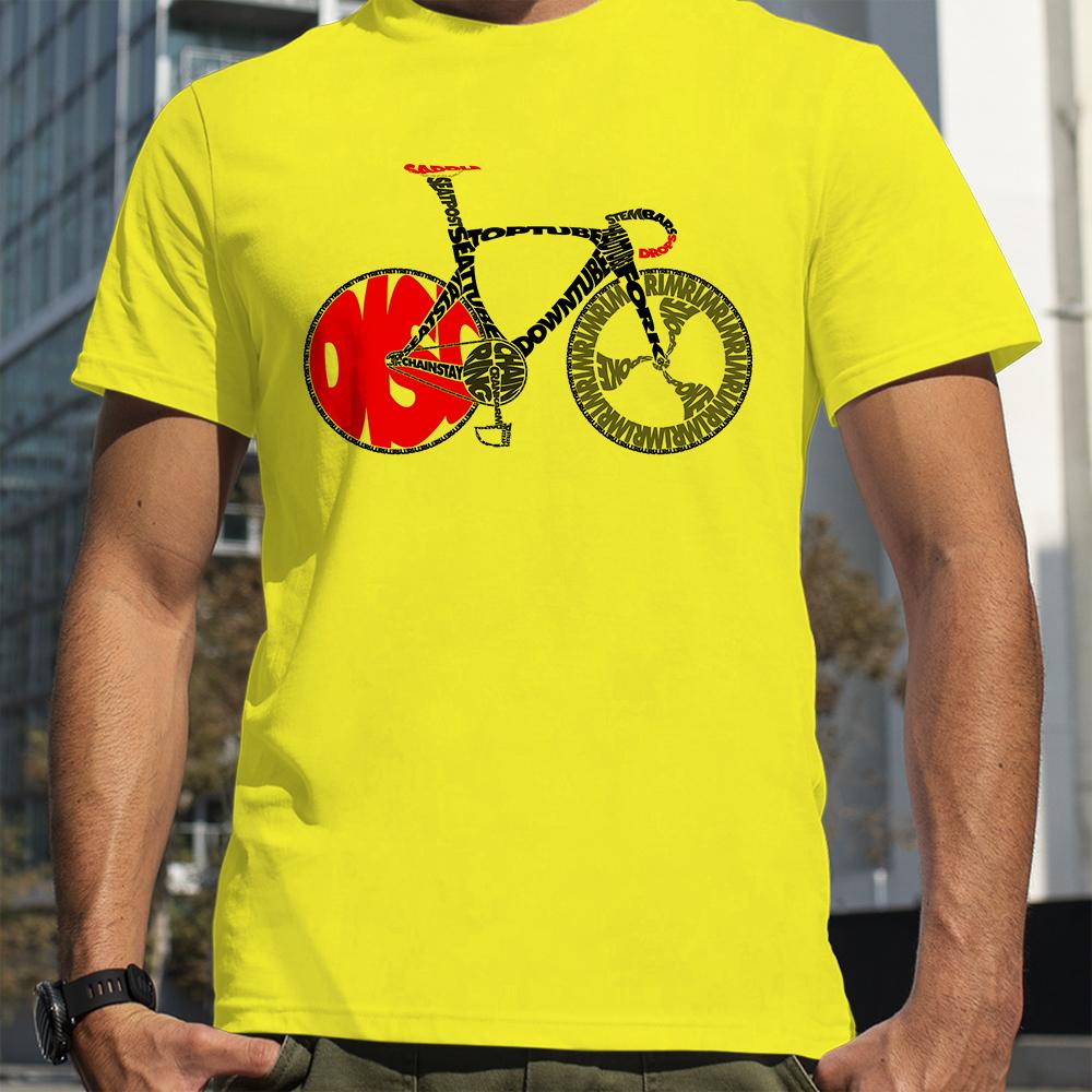 Typographic Anatomy of a Track Bike Print Words Bicycle T-Shirts Men Summer Breathable Short Sleeves Loose Oversized Tee Unisex