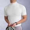 Base para Hombre Top Suave Transpirable Simple Cuello Medio Alto Color Sólido Camiseta Básica Ropa Diaria