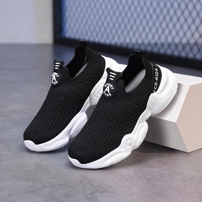 Breathable Mesh Slip-On Sports Shoes for Boys - Lightweight Soft Sole, Spring/Autumn 2026, Medium/Large Kids