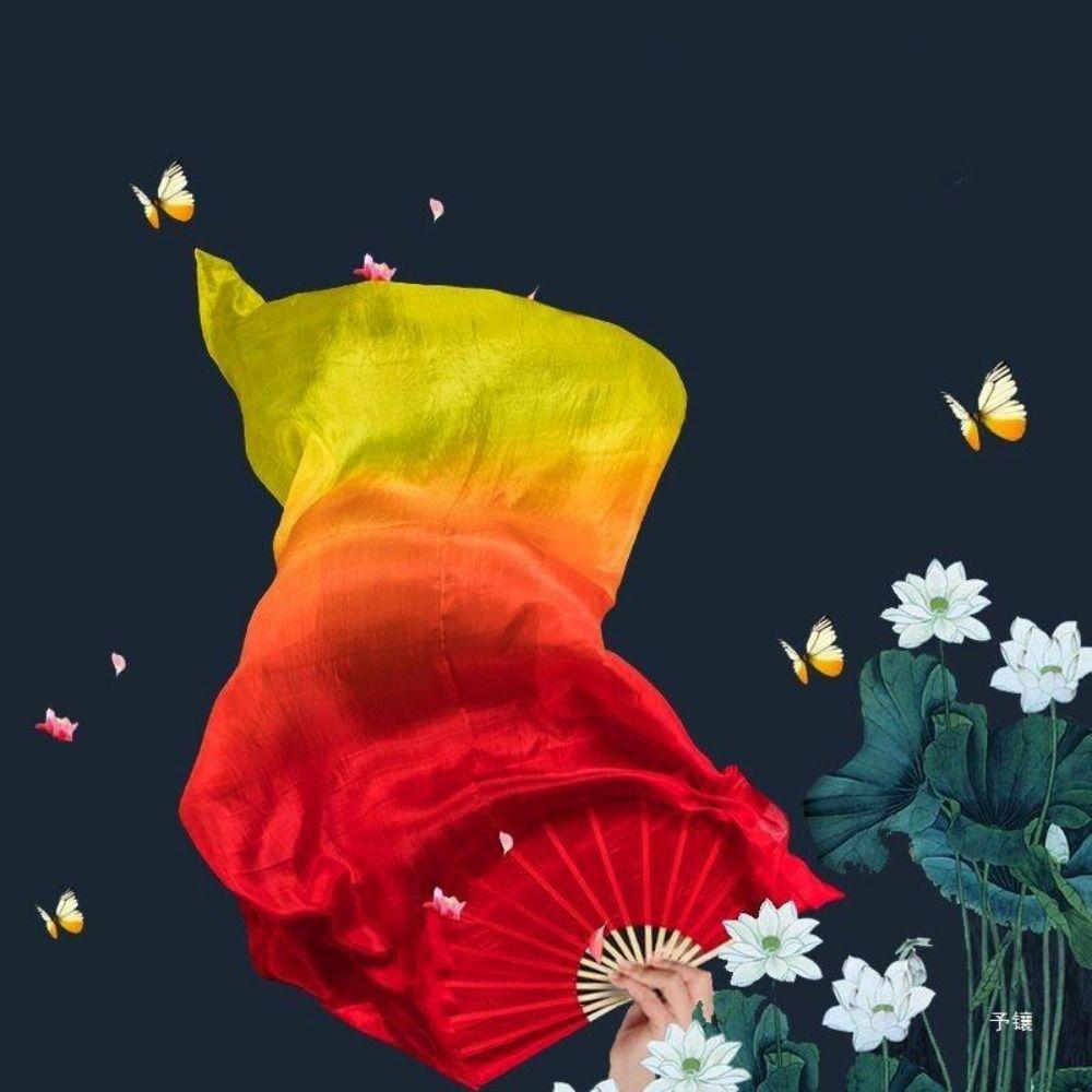 Long Éventail de Danse du Ventre Chinois Imitation 31cm Bambou Teint à la Main Éventail Adulte Enfant Femme