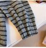 Plus Size Velvet Color Block Striped T-shirt: Korean Style, Long Sleeve, Loose Fit, Slimming & Warm Women's Top