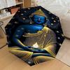 1PC Buddha Lotus Automatic Open/Close Umbrella with Windproof, 8-Rib Sturdy Canopy, Durable Ribs, Fashionable Design, Outdoor Accessory, Fun Prin, Hol