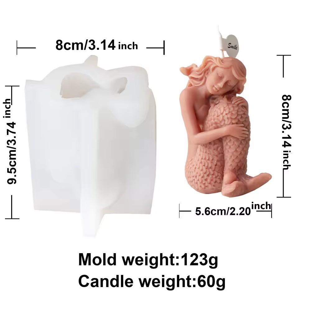 3D Mermaid Candle Silicone Mold Seated Embrace Tail Statue Sea Elf Tool DIY Sea Daughter Aroma Plaster Marine Theme Craft Decor
