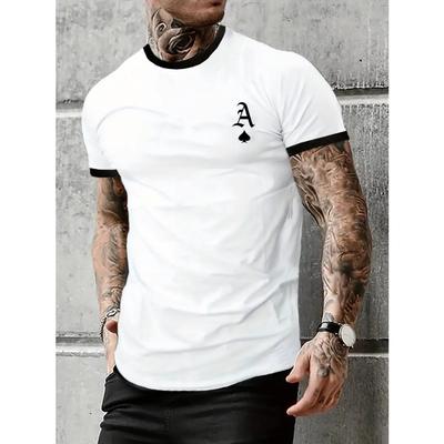 Camiseta gráfica de moda para hombre: cuello redondo, manga corta, camiseta estampada, atuendo informal de verano para hombre, estampado de pala, cómoda, transpirable