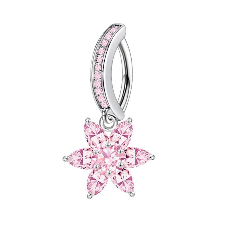 Joyas para Piercing de Ombligo Mariposa Rosa Mujeres Barra de Ombligo con Circonita Moda Anillos de Ombligo Curvos Inversos de Cristal Piercing Ombligo
