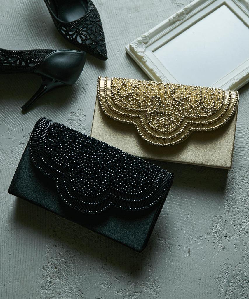 Niana Party Clutch Bag Party Bag Pearl Beads Satin Gold White Black Long Wallet Hand Mini Bag Na0000004199