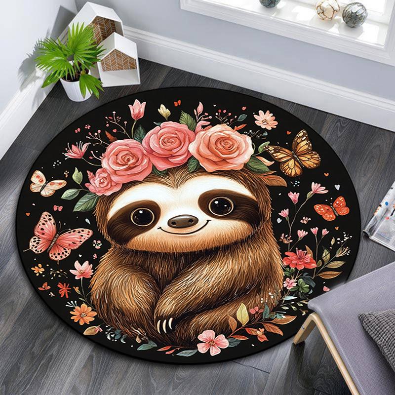 

Sloth Round Area Rug,Carpet Rug for Living Room Bedroom Sofa Playroom Decor,Non-slip Floor Mat 80cmx80cm