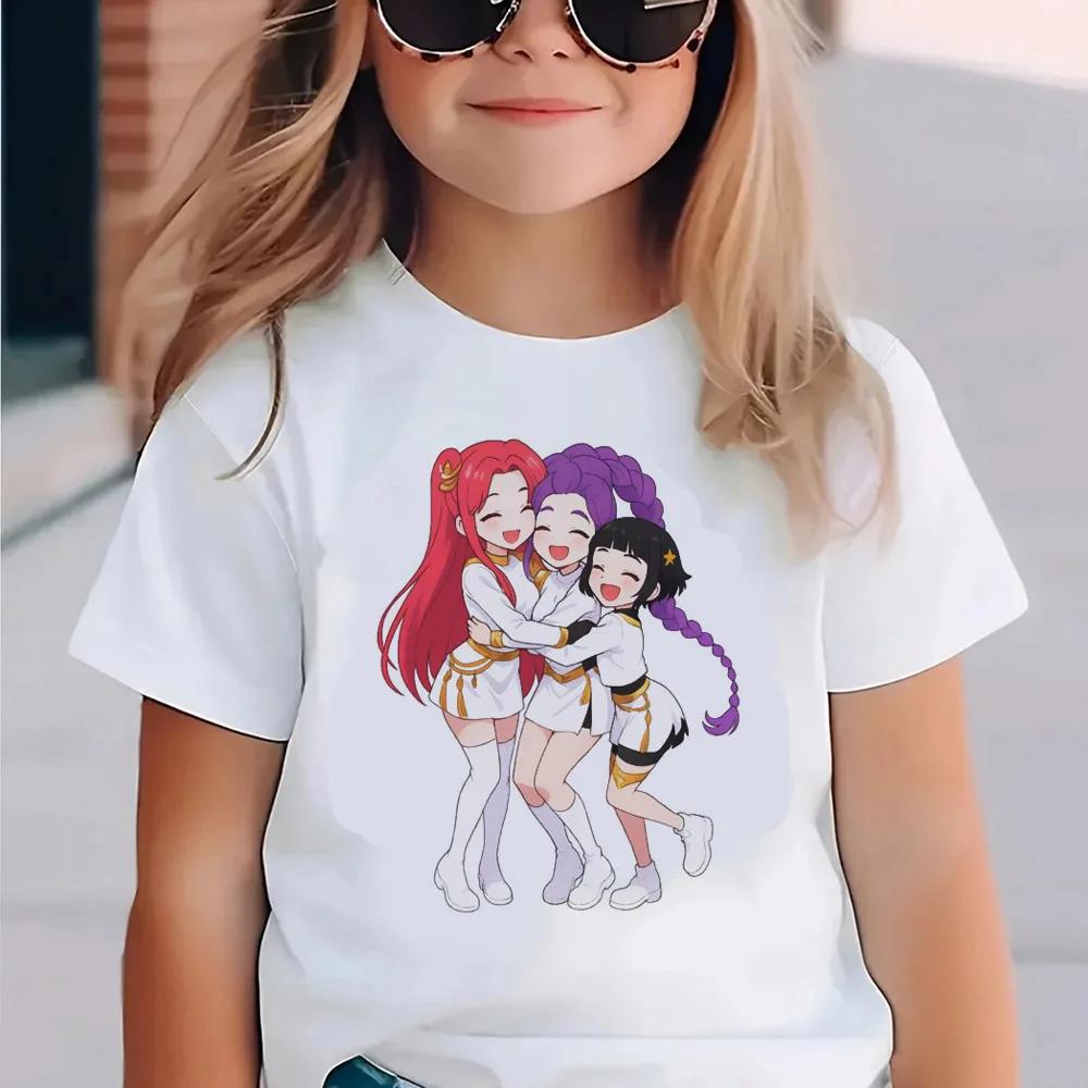 KPop Demon Hunters Kids Clothes 2026 Hot Anime T-shirt Harajuku Girls Casual T-Shirt Fashion Movie T Shirts