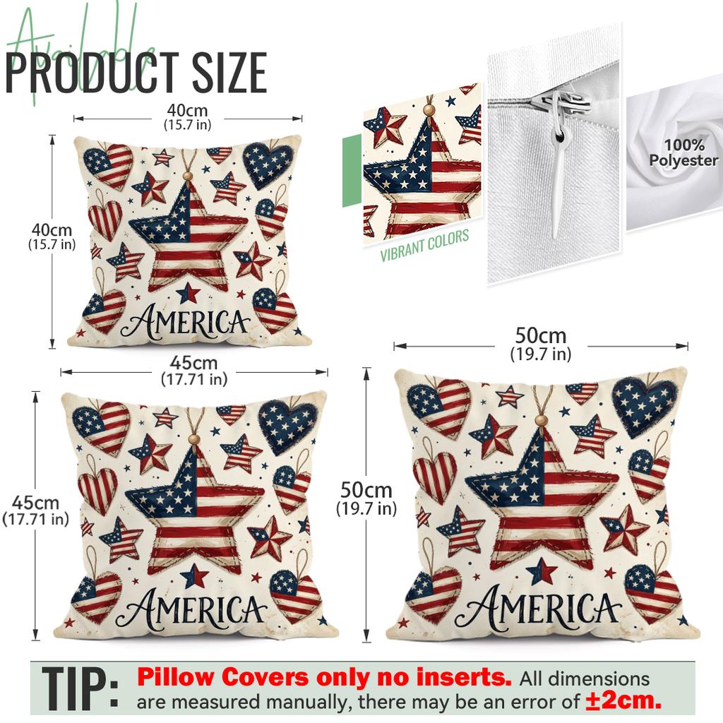 Independence Day Flag Pillowcase Printed Polyester 40/45/50cm Throw Pillowcover Decorative Sofa Cushion Pillowslip Home Decor