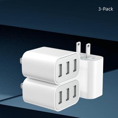 3-Pack Compact Quick Charge Plug Cubes - Rapid Charging Technology for Quick Power Boost