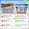 MAQIHAN 6 Pack Towel Bands for Cruise Chairs - Towel Bands for Lounge Chair Beach Clips Holder for Cruise Ship Essentials Alternative to Beach Towel