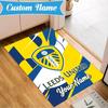 Custom Name Leeds United Carpet Non-Slip Area Rug, Durable Polyester, Ideal for Living Room, Bedroom, Entryway, Decorative Gift