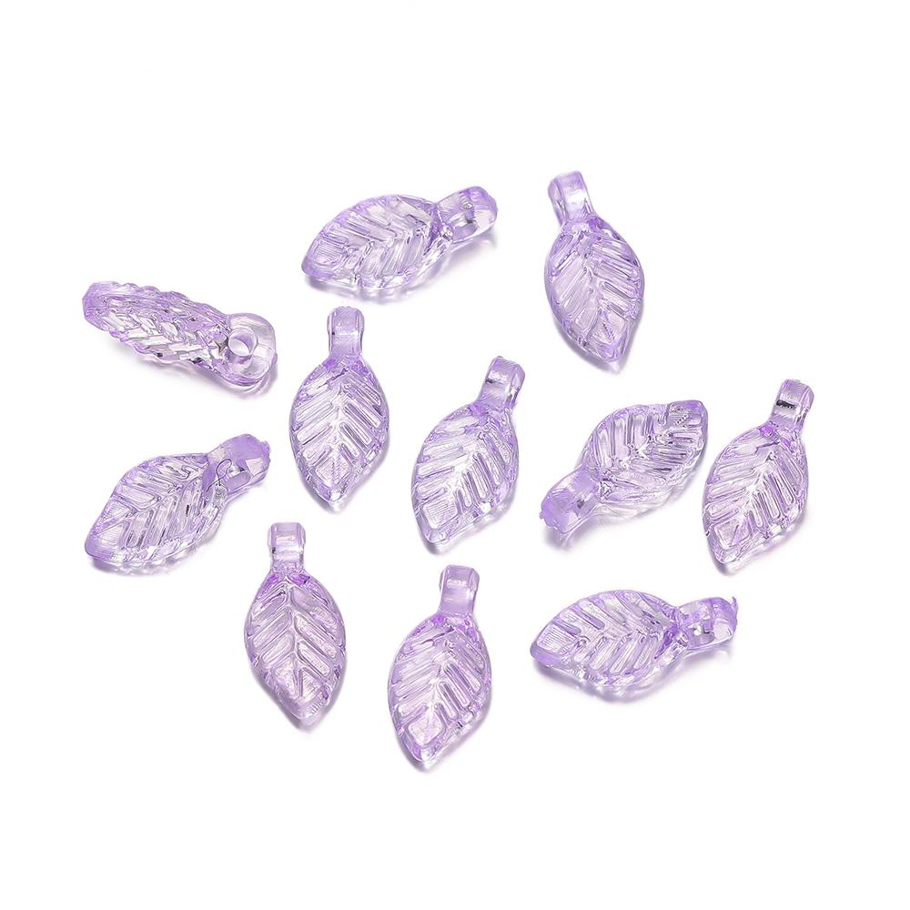 100pcs Acrylic Leaf Shaped Charms Colored Leaves Spacer Beads for DIY Necklaces Bracelets Crafts Charms Jewelry Making Supplies