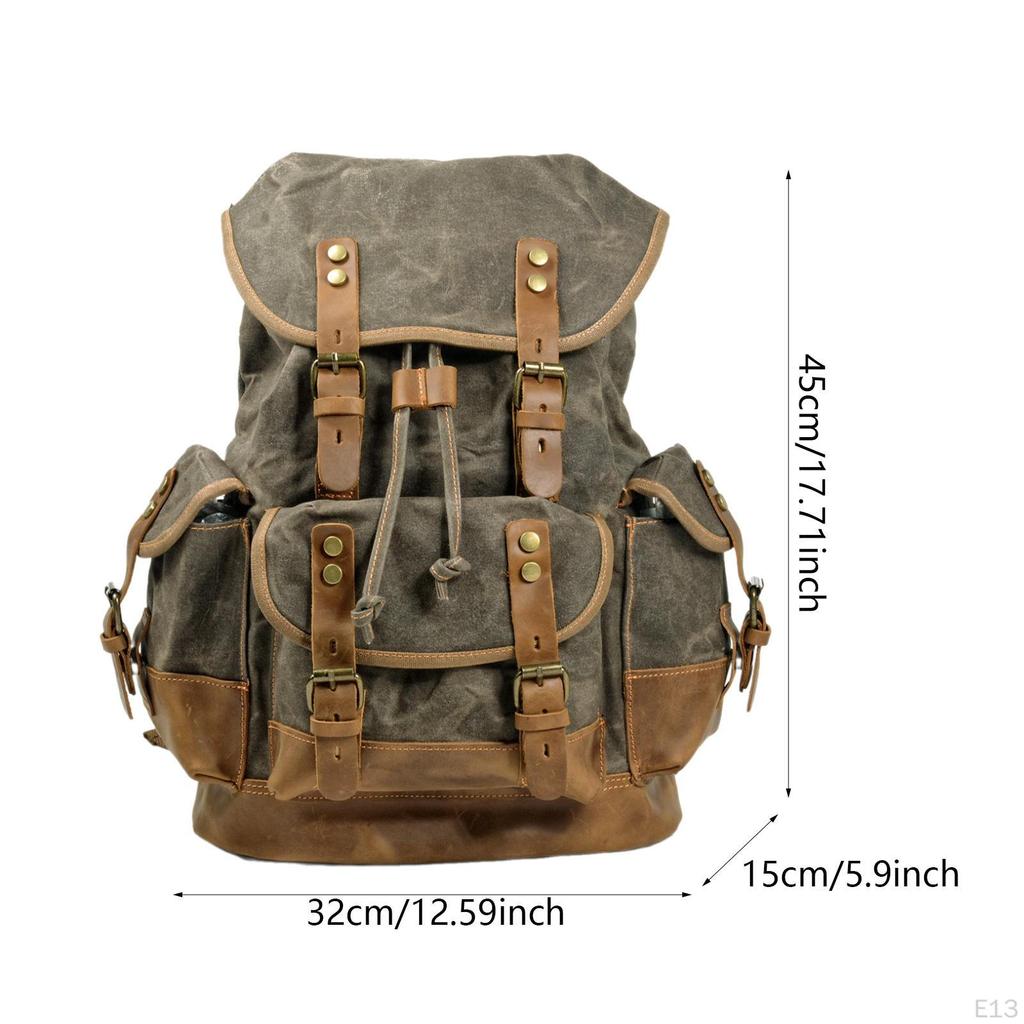 Canvas Backpack Casual Daypack Outdoor Portable Men Women Hiking Travel Rucksack Knapsack for