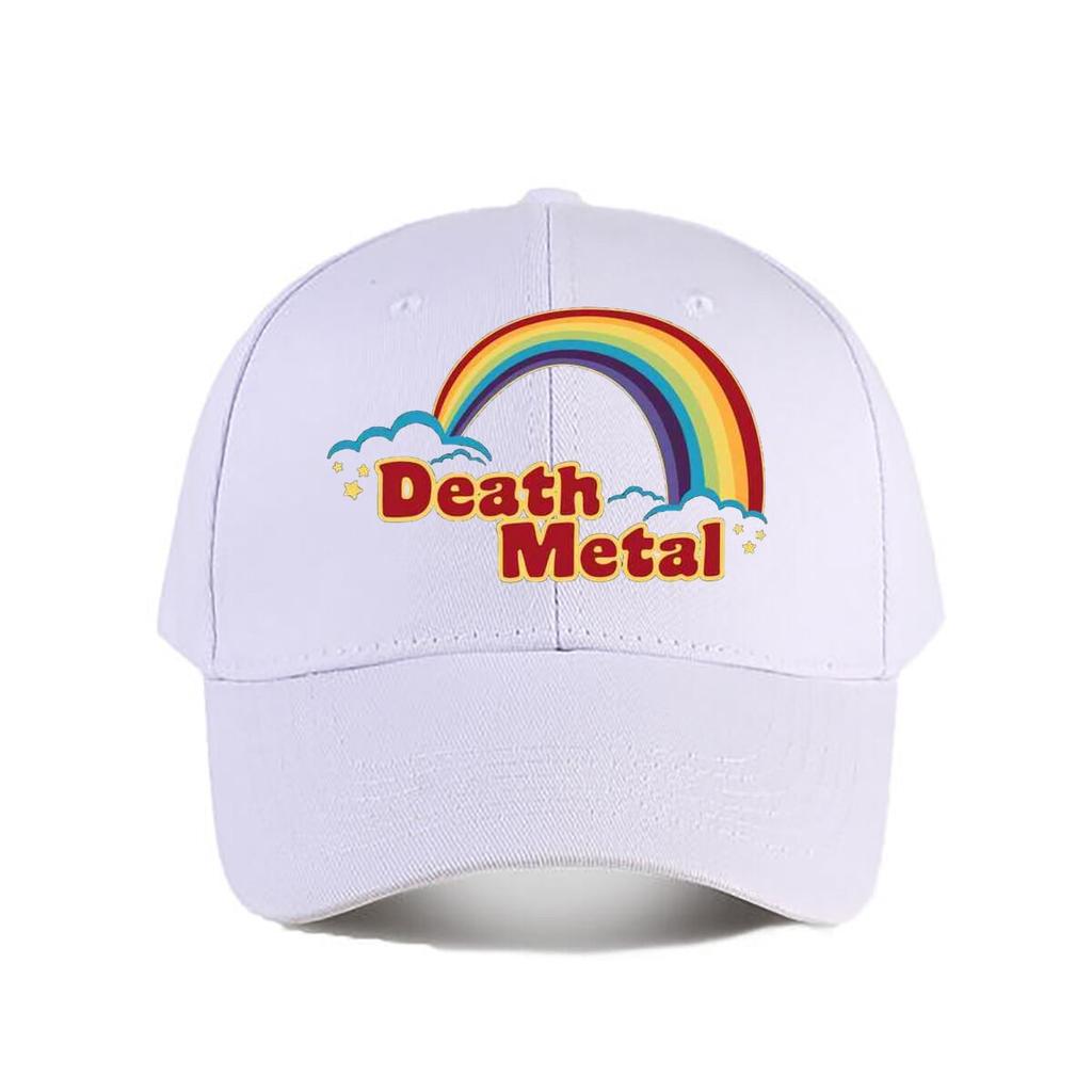 Rainbow  Death Metal Contrast Kitsch Emblem Design Baseball Cap Fashion Outdoor Sports Sunhat Unisex Snapback Cap WoUnisexs