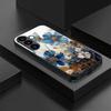 Blau-weiße florale gehärtete Glas Handyhülle geeignet für Samsung Galaxy S26 S25 S24 S23 S22 S21 S20 FE/Ultra/Plus sturzsicher
