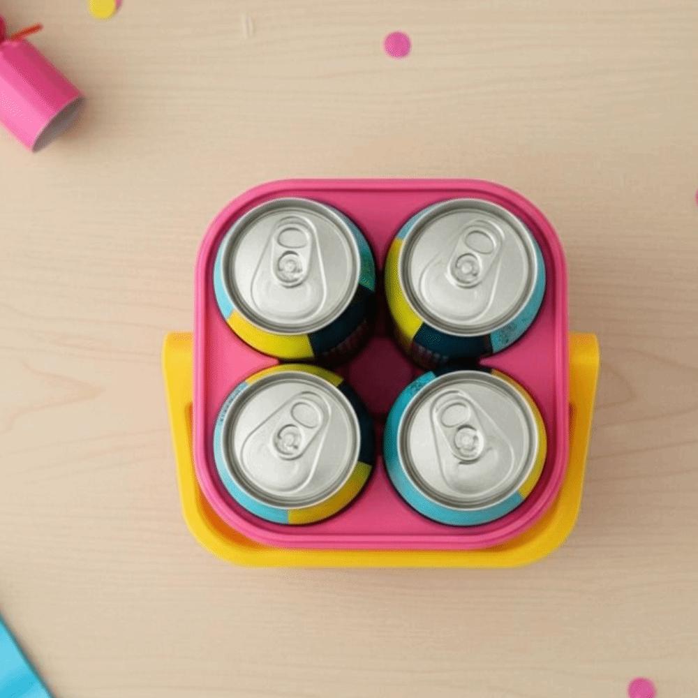 Square Travel Insulated Cooler Case 4-Can Thermal Drink Box Portable Drink Freezer  Outdoor