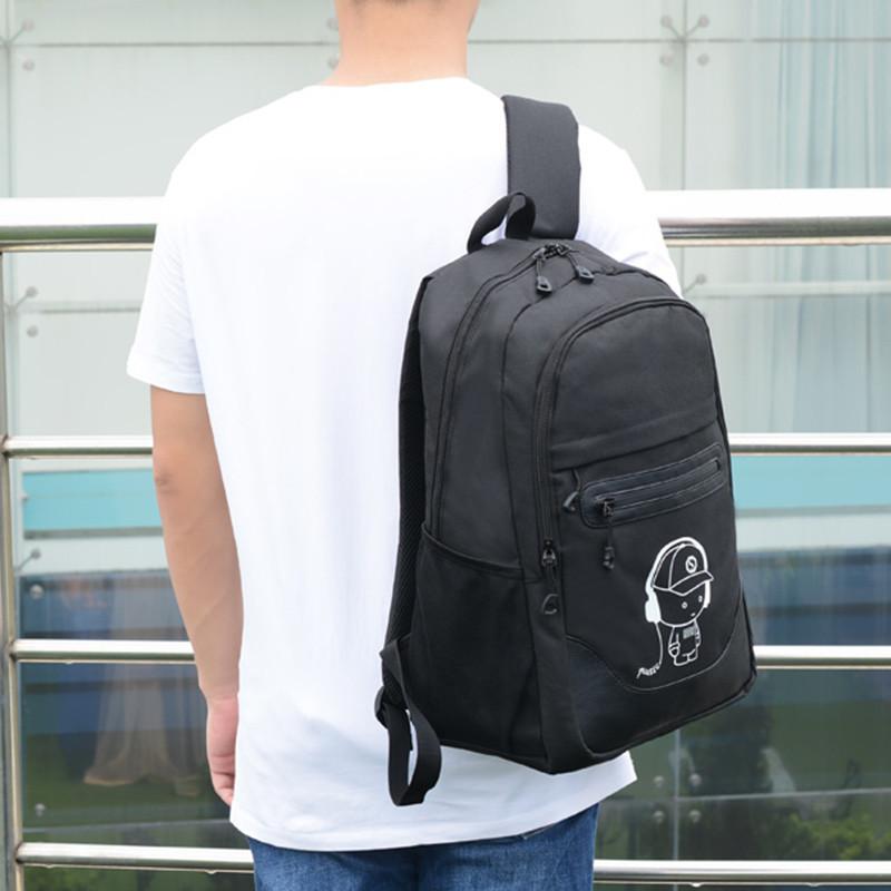 Cute Cartoon Printed Night Luminous Waterproof Laptop Backpack With Usb Charging