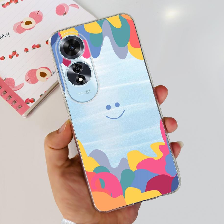 For OPPO A60 4G Case CPH2631 Cute Cat Cartoon Transparent TPU Silicone Soft Slim Cover For OPPO A60 A 60 OPPOA60 2024 Bumper New